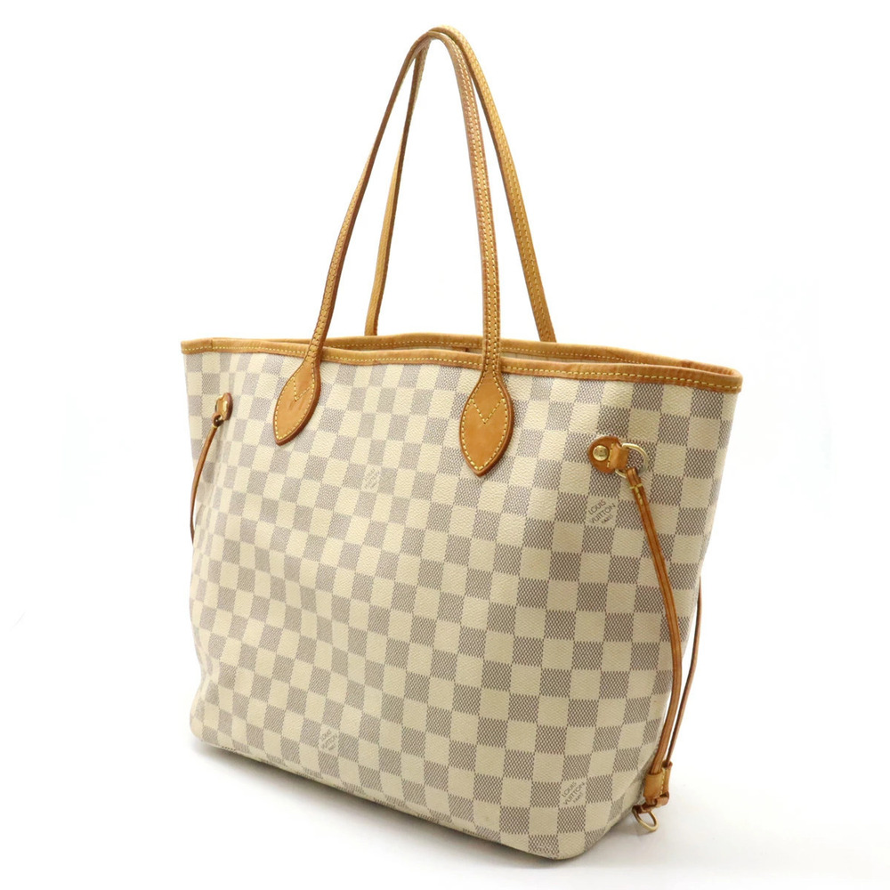 Louis Vuitton Damier Azur White Neverfull Tote Bag Shoulder - Picture 2 of 9